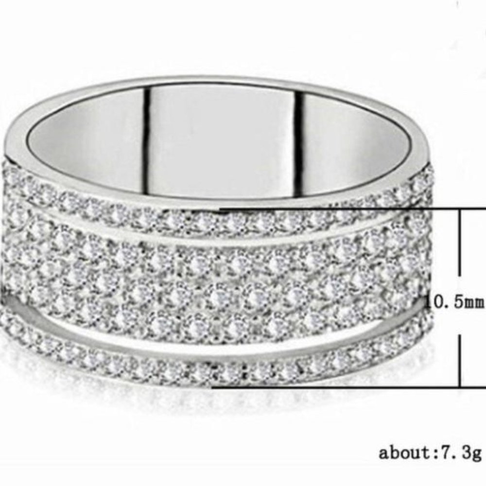 NEW STERLING SILVER DIAMOND MULTI ETERNITY RING, CUTE RING, SHINY RING. - Picture 4 of 4